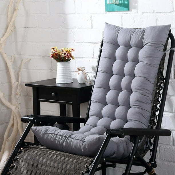 Garden Sun Lounger Cushion Thick Padded Seat Pad with Backrest Outside Patio High Back Chair Cushion Lounge Recliner Relaxer Cushion-125x48x8cm-Grey